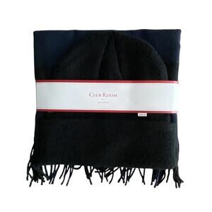 Club Room Beanie & Scarf Combo Black & Blue One Size Fits Most NEW